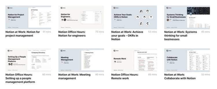 Notion’s webinars page