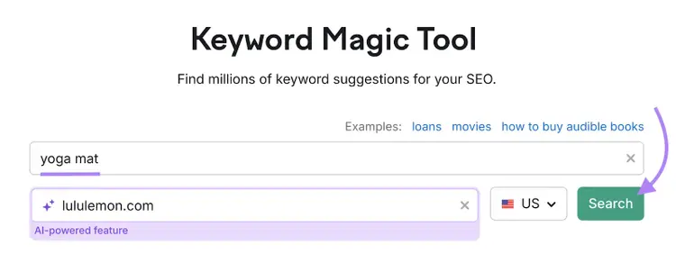 keyword and ecommerce domain are entered into the tool