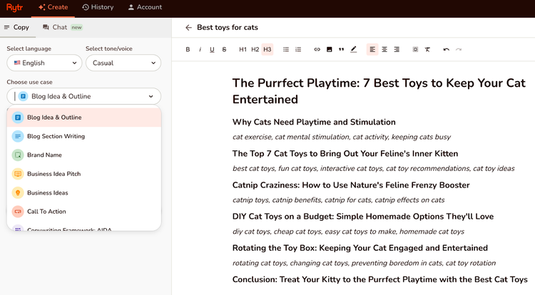 Rytr: generating content