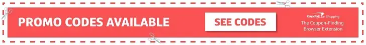 Capital One Shopping's banner ad with "Promo codes available" slogan