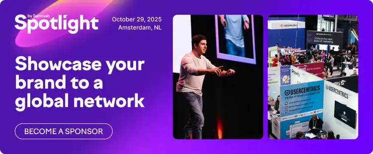Event promotional banner for Spotlight on October 29, 2025 in Amsterdam with sponsorship option
