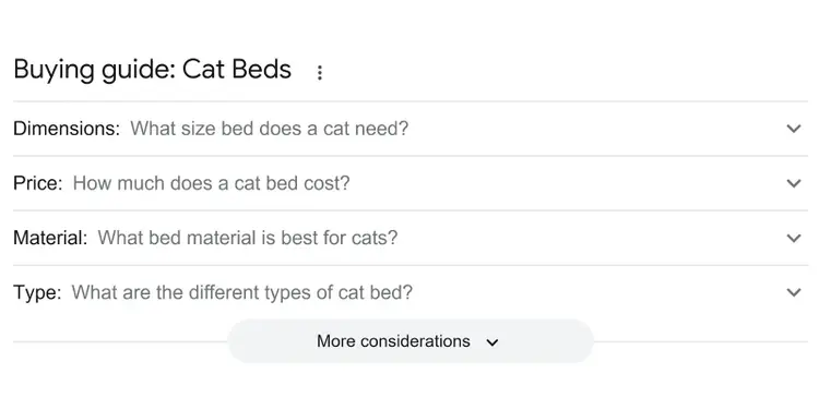 The buying guide feature on SERP