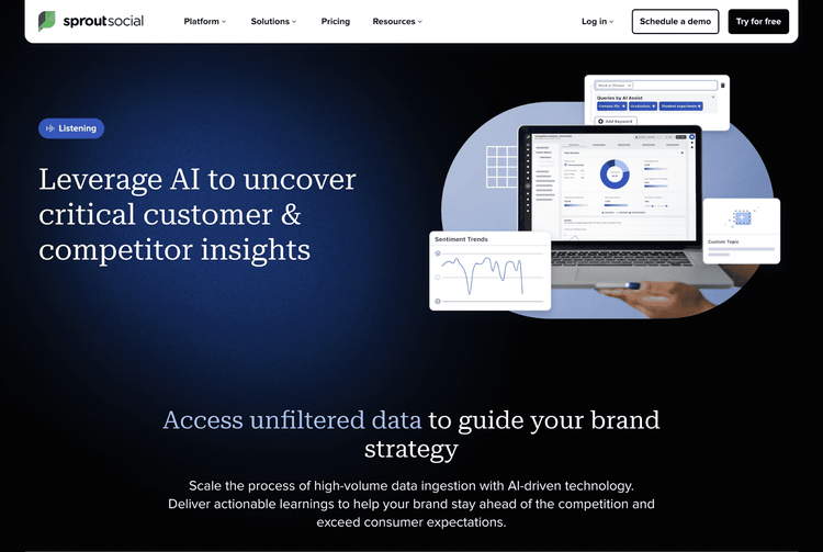 Sprout Social AI-powered competitor intelligence dashboard interface