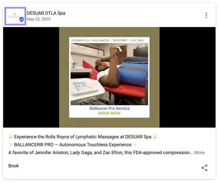The logo of a business highlighted on the top-left corner a GBP post.