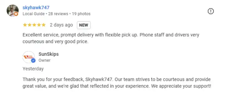 A positive anonymous google review