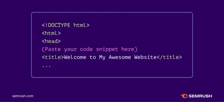 An image showing where to paste your code snippet in HTML