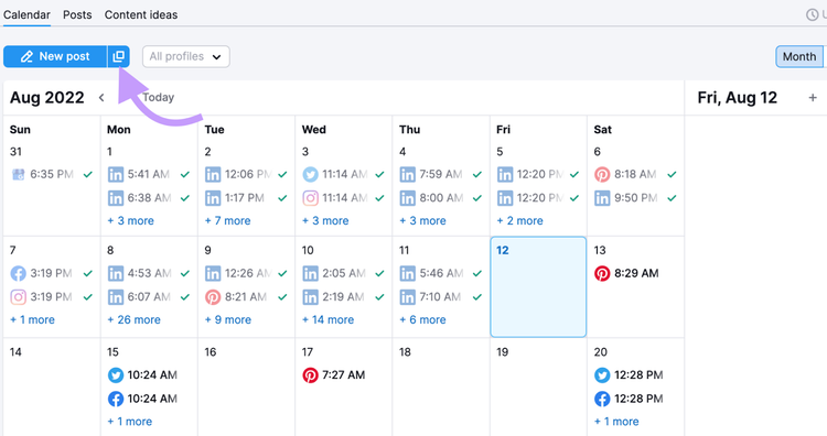 Bulk scheduling button next to “New post”