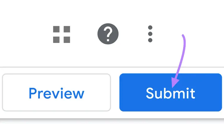“Submit” button highlighted in the top right of screen in GTM