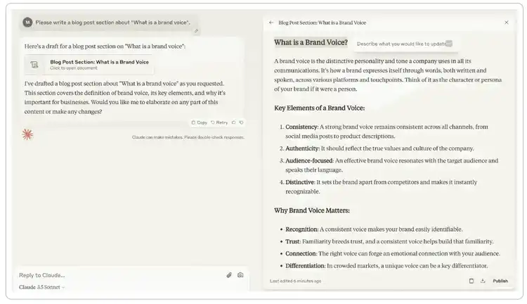 Generating content with Claude
