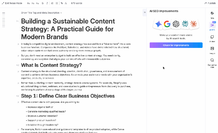 checking a document for AI SEO improvements