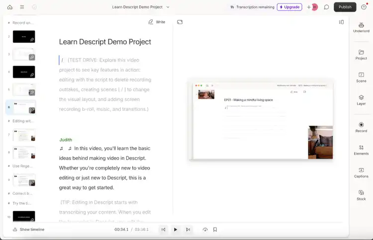 This blogging tool allows you to edit frame by frame, updating the audio to overlay the visual.