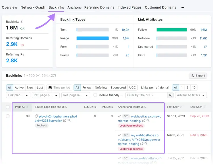 Backlinks backlinks tab
