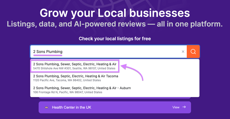 Search bar in the Listing Management tool.