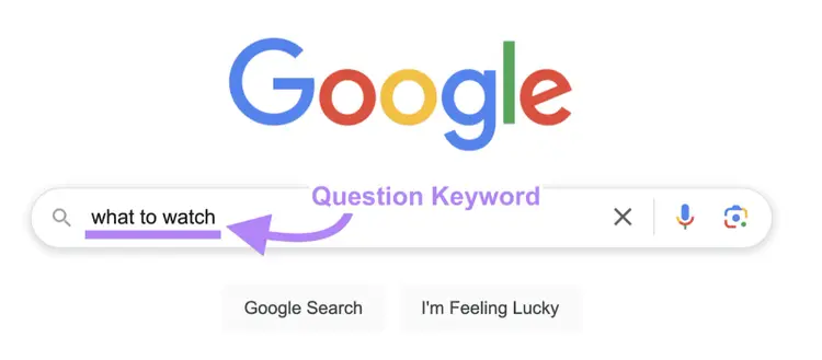Google search bar with "what to watch" in it