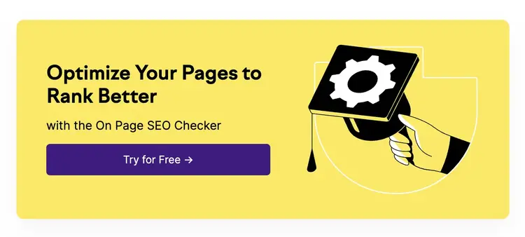 Semrush's CTA for the On Page SEO Checker tool