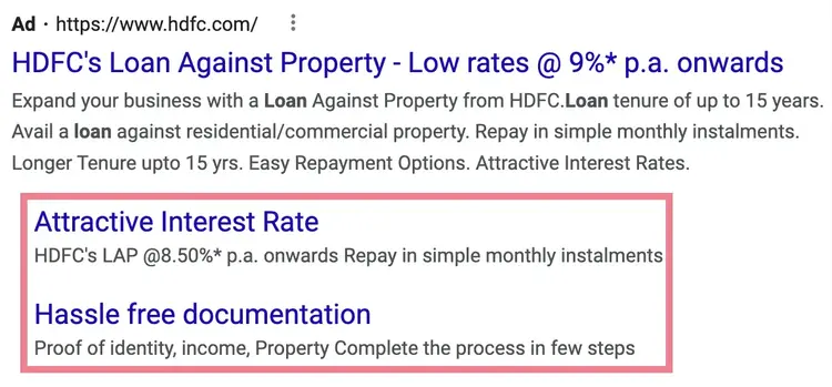 Sitelink extensions appearing in two columns on desktop