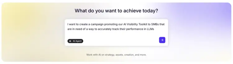 Enter a prompt into the AI Marketing Agent app to start planning a campaign.