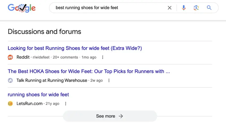 discussions and forums serp feature lists forums on reddit and two other related websites