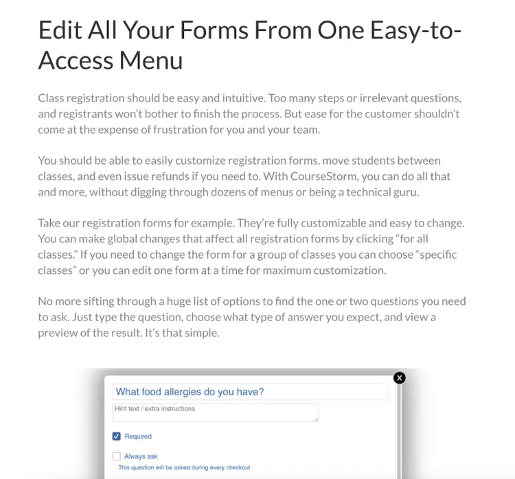 The feature is it's own section with explanation and image.