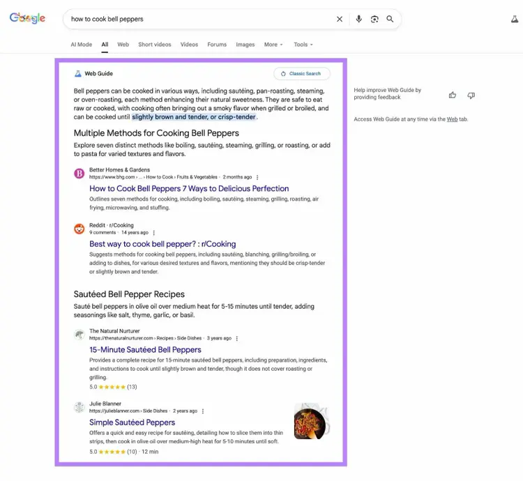 Web Guide result