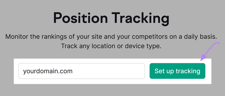 Screenshot of Position Tracking tool with “Set up tracking” button highlighted