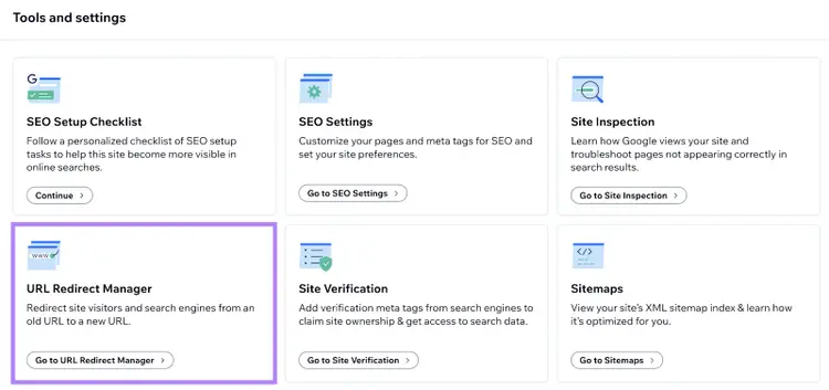 URL Redirect Manager highlighted