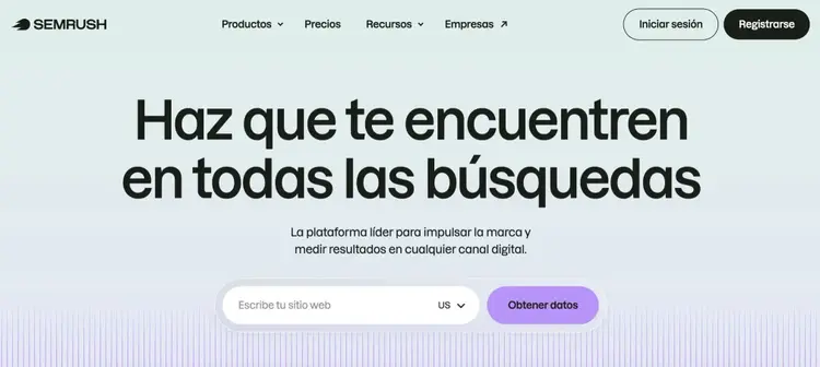 The Semrush homepage in Spanish.