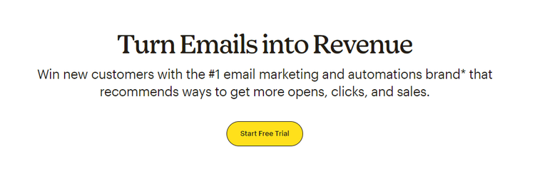 Mailchimp landing page with UVP