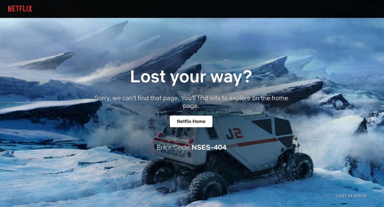 Netflix 404 page.