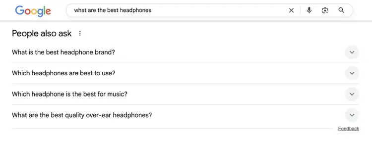 The "People also ask" section on Google.