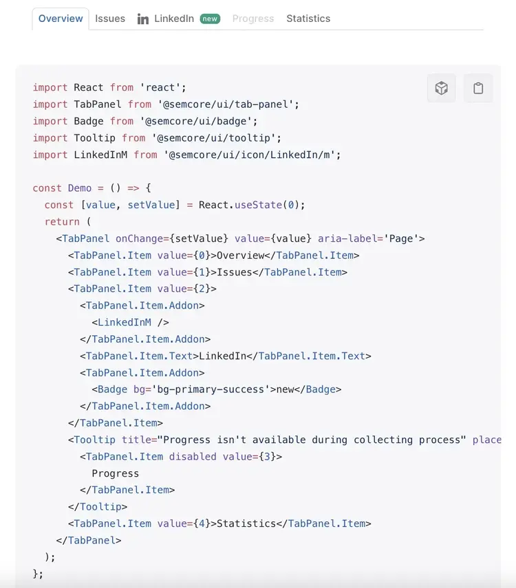 An example of what tabs look like