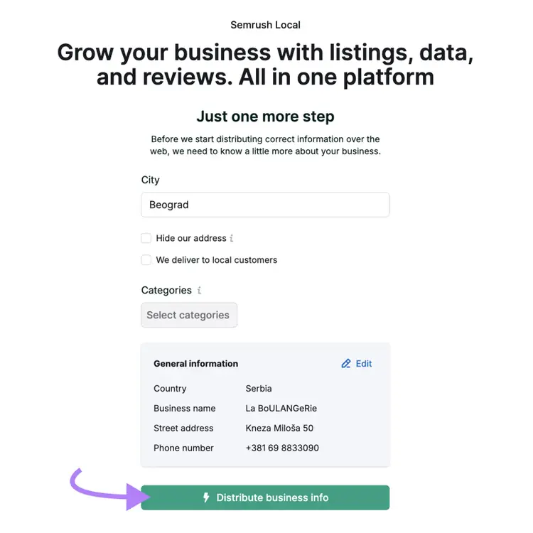 Fill out your information and click the button to automatically update all your listings with Listing Management.