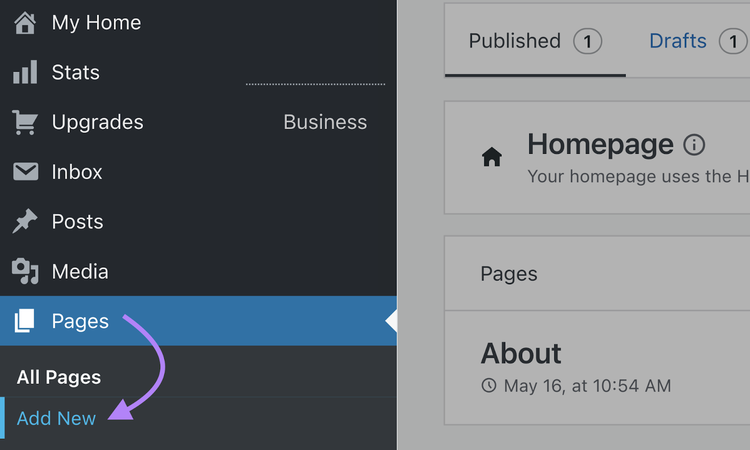 create a new page in Simple Sitemap plugin