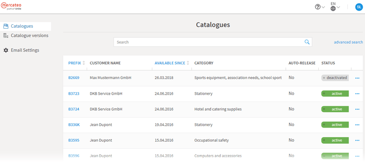 Mercateo catalogues page