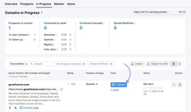 Contact by email button highlighted