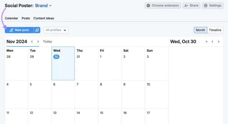 new post button highlighted