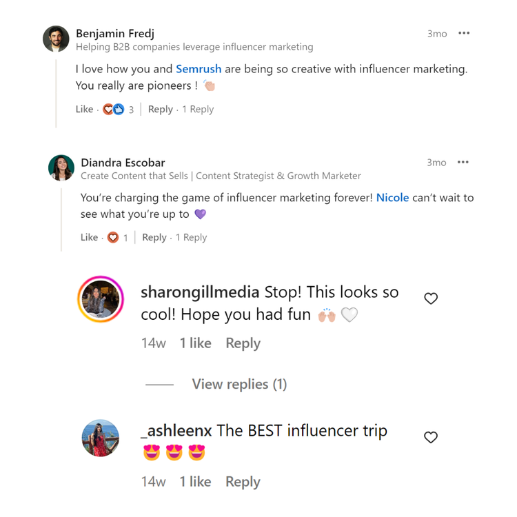 Marketing campaign example: “London Bus Tour” by Semrush, feedback