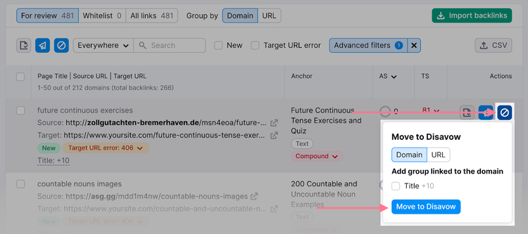 how to disavow backlinks