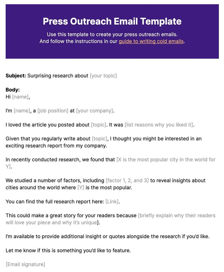 Press Outreach Email Template