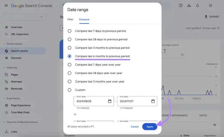 compare date range options