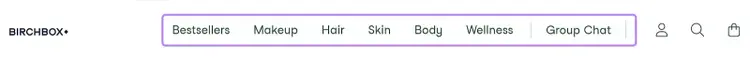Birchbox's horizontal navigation