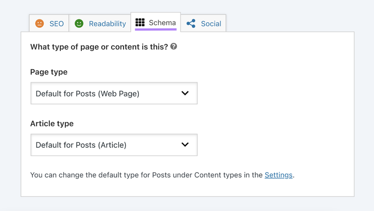 Schema tab highlighted in Yoast SEO