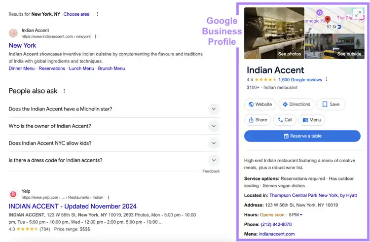 google business profile highlighted in the serp