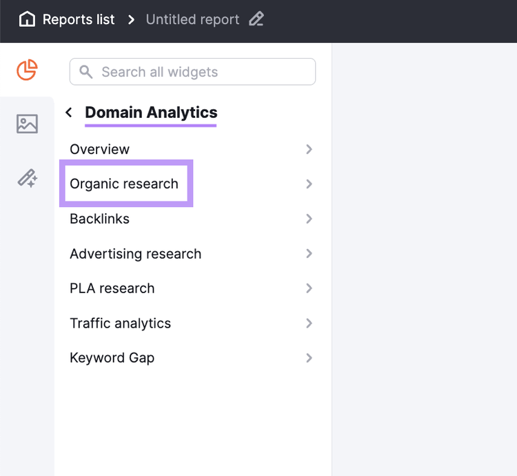 “Organic Rankings” highlighted under Domain Analytics