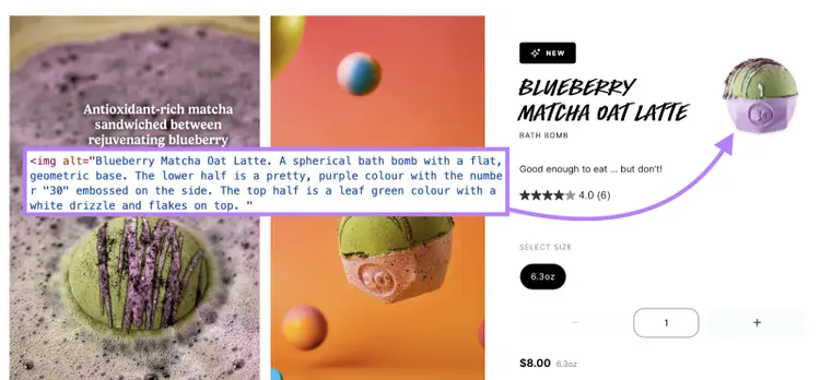 Individual product page image has much more descriptive alt text.