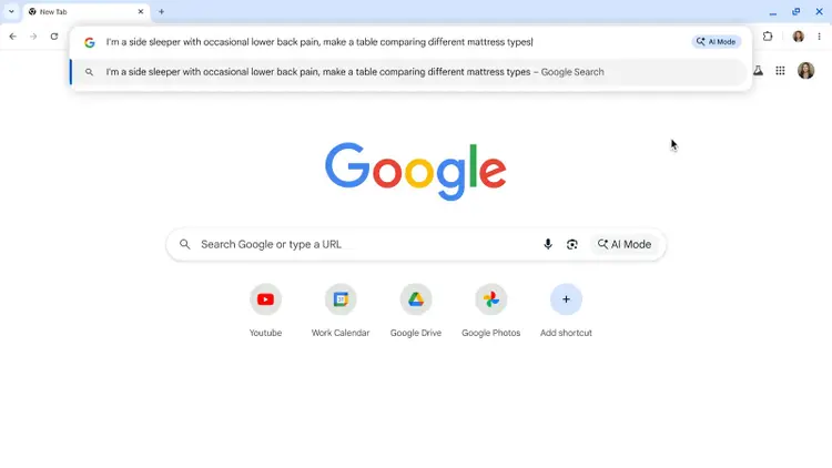 Google AI Mode will soon be available in the Chrome browser bar as a button you can click.