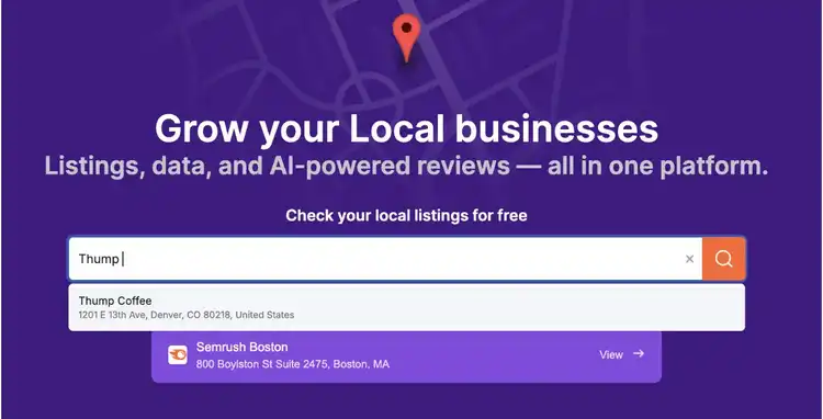 Enter your business into the free listing tool and select it from the drop-down.