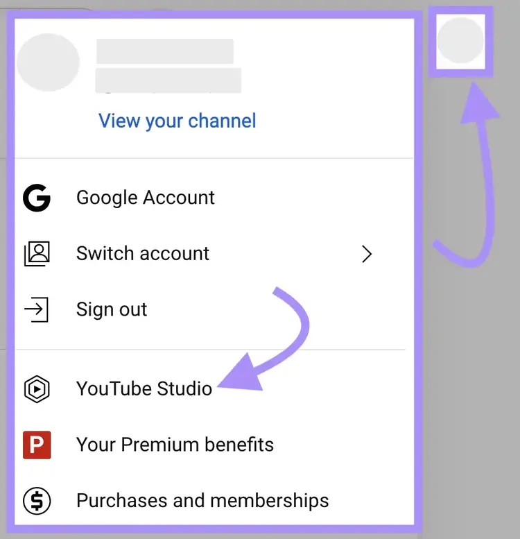 Navigating to “YouTube Studio"