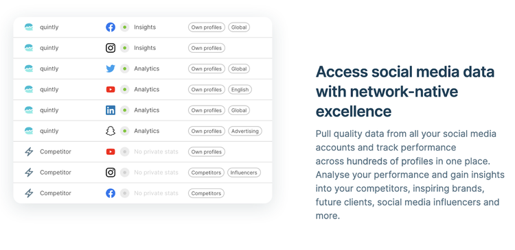 a section of quintly's page showing the platform