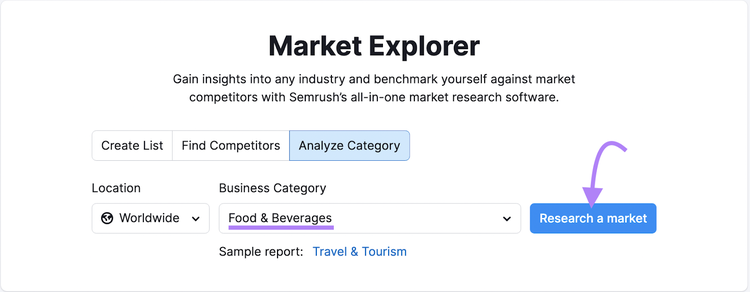 Market Explorer tool search bar